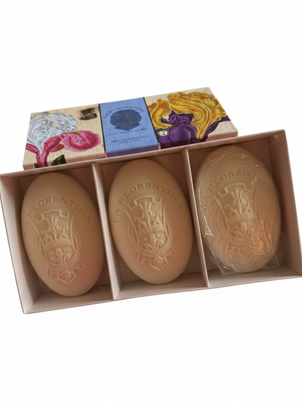 La Fiorentina Beige Soap Trio with Decorative Floral Box